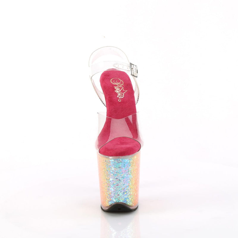 Pleaser FLAMINGO-808RG-02 Platform Sandal (Clear/Rainbow Confetti)