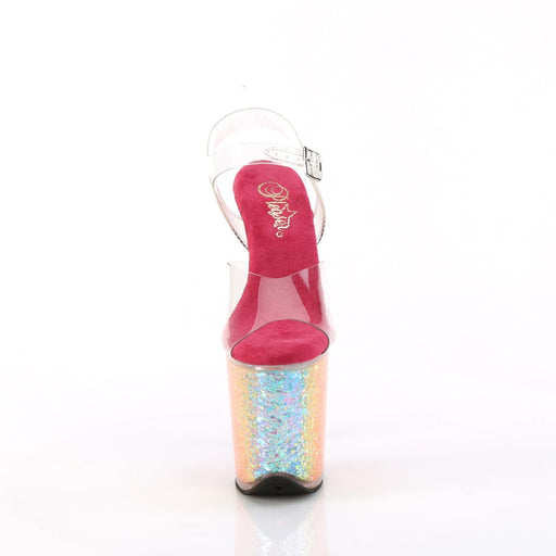 Pleaser FLAMINGO-808RG-02 Platform Sandal (Clear/Rainbow Confetti)