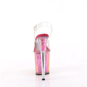 Pleaser FLAMINGO-808RG-02 Platform Sandal (Clear/Rainbow Confetti)