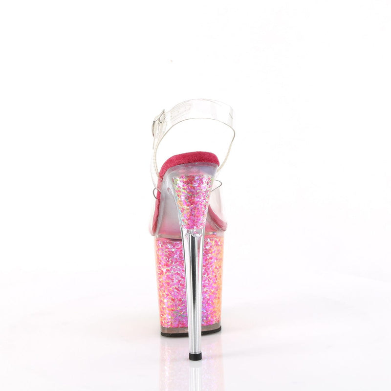 Pleaser FLAMINGO-808RG-02 Platform Sandal (Clear/Rainbow Confetti)