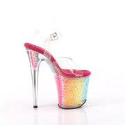 Pleaser FLAMINGO-808RG-02 Platform Sandal (Clear/Rainbow Confetti)