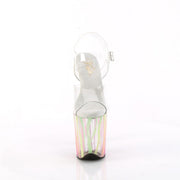 Pleaser FLAMINGO-808RG-03 Platform Sandal (Clear/Rainbow Glitter)