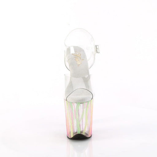 Pleaser FLAMINGO-808RG-03 Platform Sandal (Clear/Rainbow Glitter)