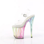 Pleaser FLAMINGO-808RG-03 Platform Sandal (Clear/Rainbow Glitter)