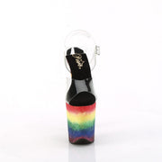 Pleaser FLAMINGO-808RG-04 Platform Sandal (Clear/Rainbow Glitter)