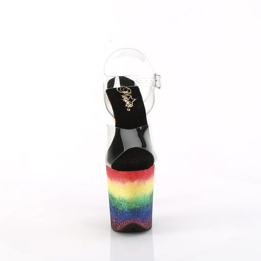 Pleaser FLAMINGO-808RG-04 Platform Sandal (Clear/Rainbow Glitter)