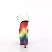 Pleaser FLAMINGO-808RG-04 Platform Sandal (Clear/Rainbow Glitter)