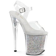 Pleaser FLAMINGO-808RSI Platform Sandal (Clear/Clear-Silver AB Rhinestone)
