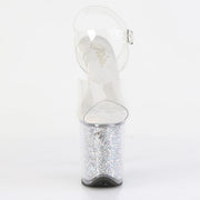 Pleaser FLAMINGO-808RSI Platform Sandal (Clear/Clear-Silver AB Rhinestone)