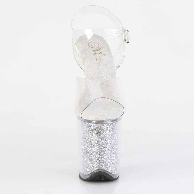 Pleaser FLAMINGO-808RSI Platform Sandal (Clear/Clear-Silver AB Rhinestone)