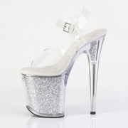 Pleaser FLAMINGO-808RSI Platform Sandal (Clear/Clear-Silver AB Rhinestone)