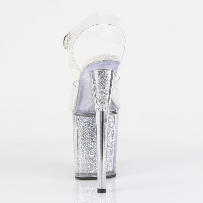 Pleaser FLAMINGO-808RSI Platform Sandal (Clear/Clear-Silver AB Rhinestone)