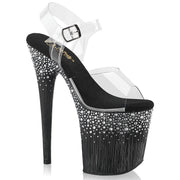 Pleaser FLAMINGO-808SPKL-02 Clear/Black-Silver RS Platform Sandals