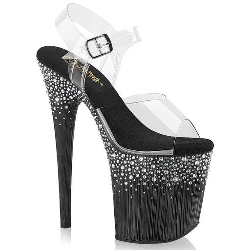 Pleaser FLAMINGO-808SPKL-02 Clear/Black-Silver RS Platform Sandals