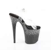 Pleaser FLAMINGO-808SPKL-02 Clear/Black-Silver RS Platform Sandals