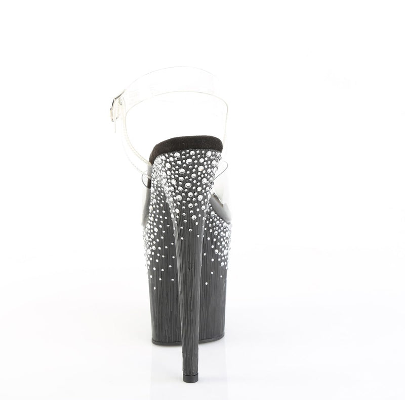 Pleaser FLAMINGO-808SPKL-02 Clear/Black-Silver RS Platform Sandals