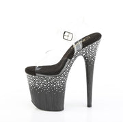Pleaser FLAMINGO-808SPKL-02 Clear/Black-Silver RS Platform Sandals