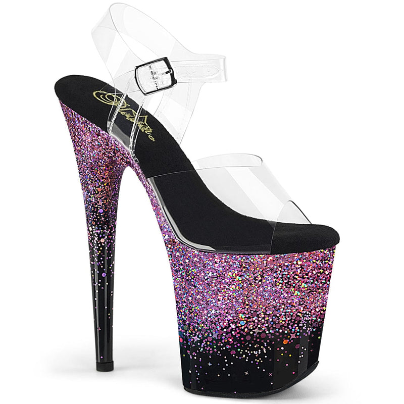 Pleaser FLAMINGO-808SS Clear/Black-Purple Multi Glitter