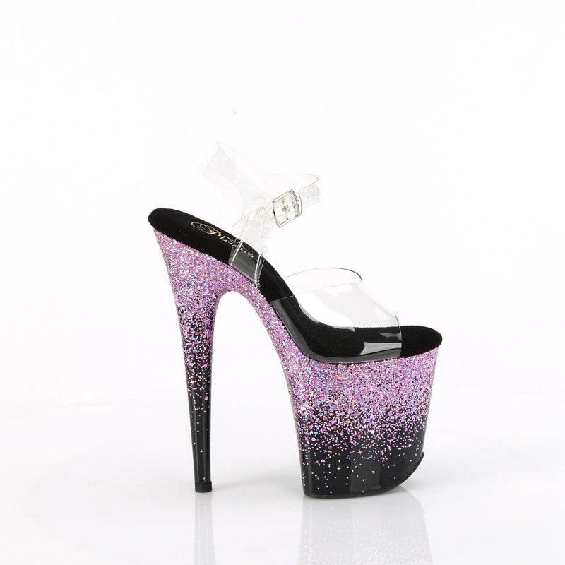 Pleaser FLAMINGO-808SS Clear/Black-Purple Multi Glitter