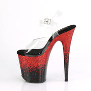 Pleaser FLAMINGO-808SS Platform Sandal (Clear/Black-Red Multi Glitter)