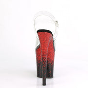 Pleaser FLAMINGO-808SS Platform Sandal (Clear/Black-Red Multi Glitter)