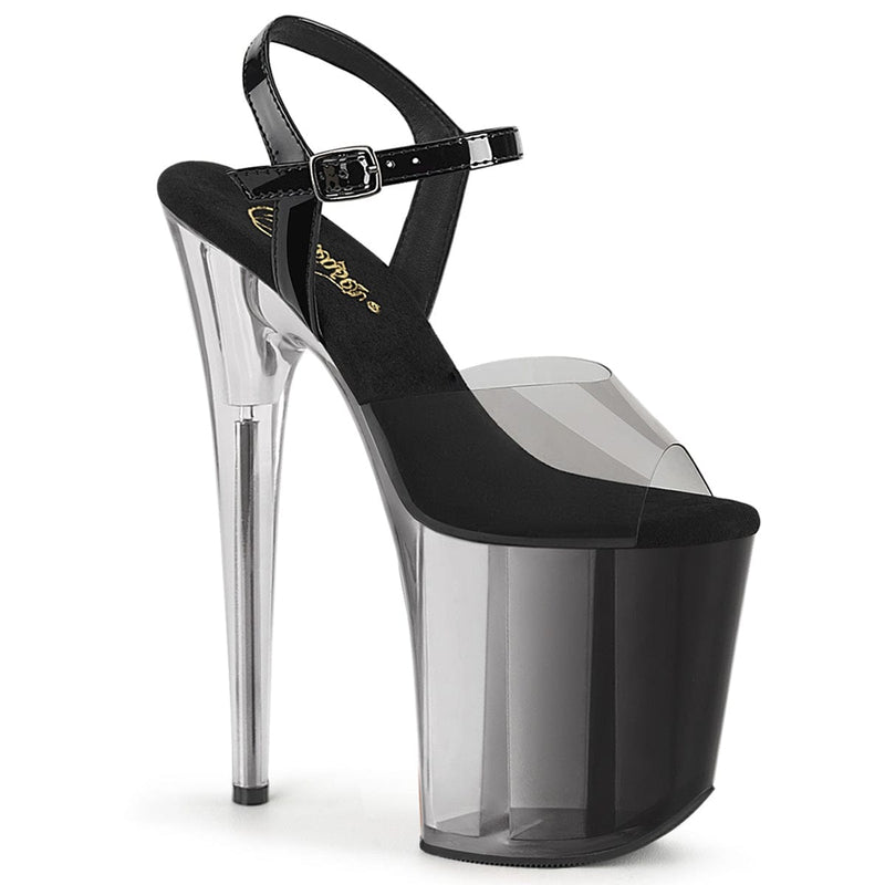 Pleaser FLAMINGO-808T-1 Platform Sandal (Smoke-Black/Black-Clear Ombre) 5