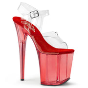 Pleaser FLAMINGO-808T Platform Sandal (Clear/Red Tinted)