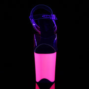 Pleaser FLAMINGO-808UV Platform Sandal (Clear/Neon Pink)