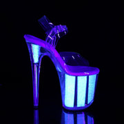 Pleaser FLAMINGO-808UVG Platform Sandal (Clear/Neon Opal Glitter)