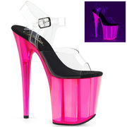 Pleaser FLAMINGO-808UVT Platform Sandal (Clear/Hot Pink Tinted)