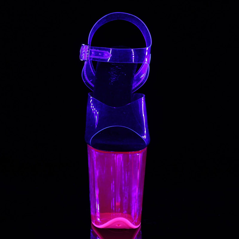 Pleaser FLAMINGO-808UVT Platform Sandal (Clear/Hot Pink Tinted)