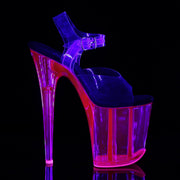 Pleaser FLAMINGO-808UVT Platform Sandal (Clear/Hot Pink Tinted)
