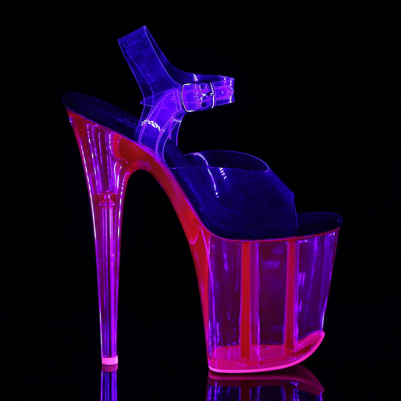 Pleaser FLAMINGO-808UVT Platform Sandal (Clear/Hot Pink Tinted)