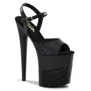 Pleaser FLAMINGO-809-2G Platform Sandal (Black Glitter/Black-Glitter) 5