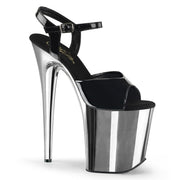 Pleaser FLAMINGO-809 Platform Sandal (Black Patent/Silver Chrome) 5