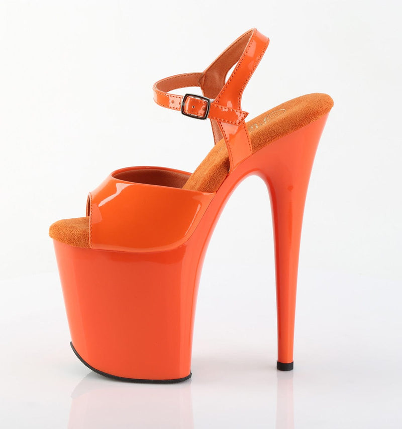Pleaser FLAMINGO-809 Platform Sandal (Orange Patent/Orange)
