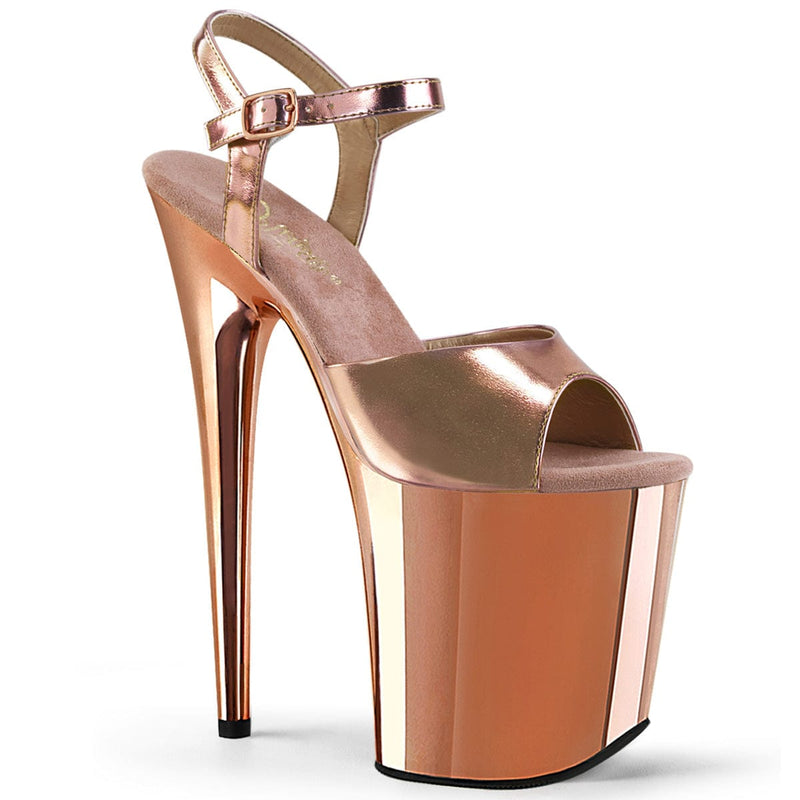 Pleaser FLAMINGO-809 Platform Sandal (Rose Gold Metallic Pu/Rose Gold Chrome) 5