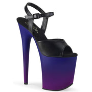 Pleaser FLAMINGO-809BP Platform Sandal (Black Faux Leather/Blue-Purple Ombre)
