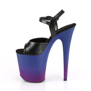 Pleaser FLAMINGO-809BP Platform Sandal (Black Faux Leather/Blue-Purple Ombre)