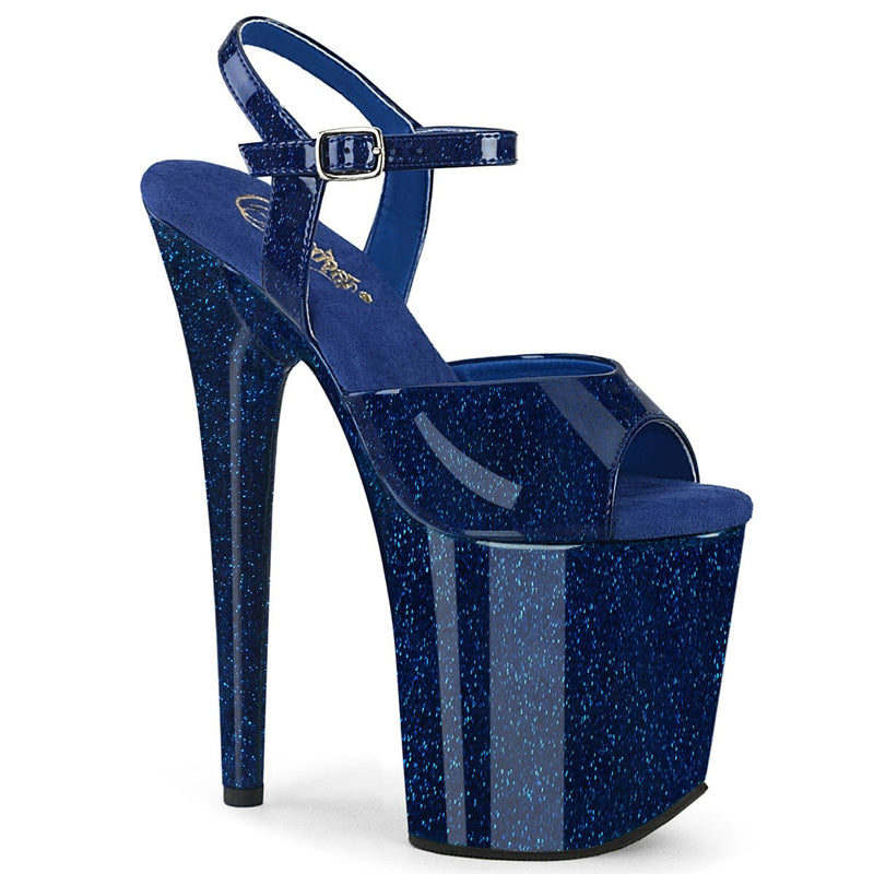 Pleaser FLAMINGO-809GP Platform Sandal (Navy Blue Glitter Patent/M) 5