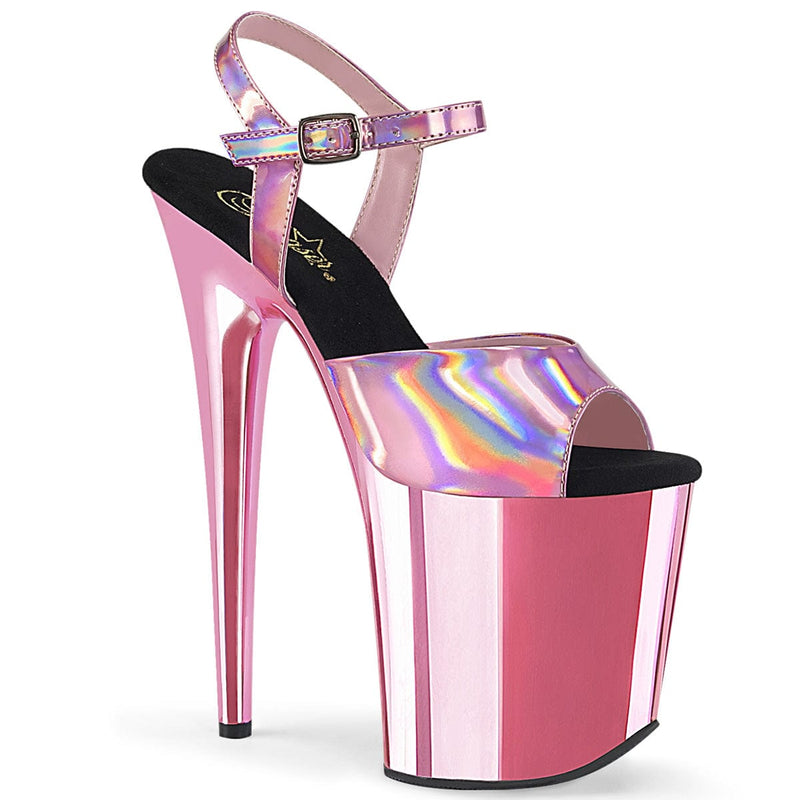 Pleaser FLAMINGO-809HG Platform Sandal (Baby Pink Hologram/Baby Pink Chrome)