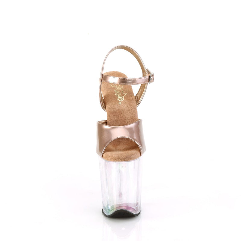 Pleaser FLAMINGO-809HT Platform Sandal (Rose Gold Holo Patent/Holo Tinted)