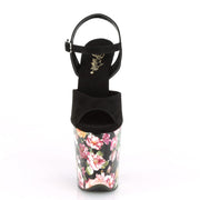 Pleaser FLAMINGO-809WR Platform Sandal (Black Faux Suede/Flower Print Wrapped)