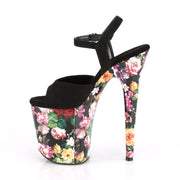 Pleaser FLAMINGO-809WR Platform Sandal (Black Faux Suede/Flower Print Wrapped)