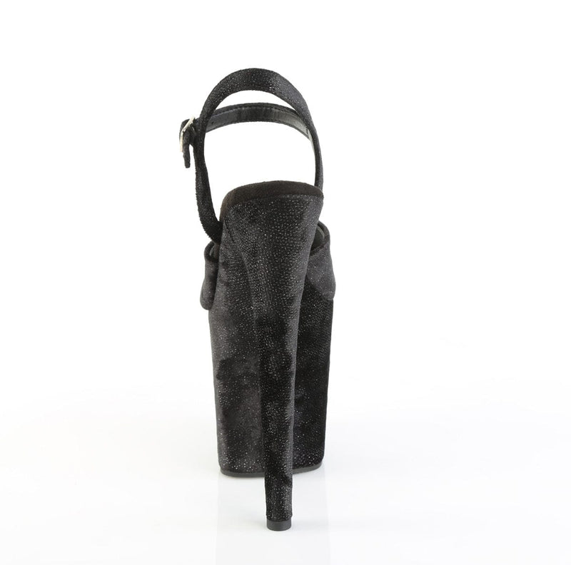 Pleaser FLAMINGO-809WR Platform Sandal (Black Shimmering Fabric/Black)