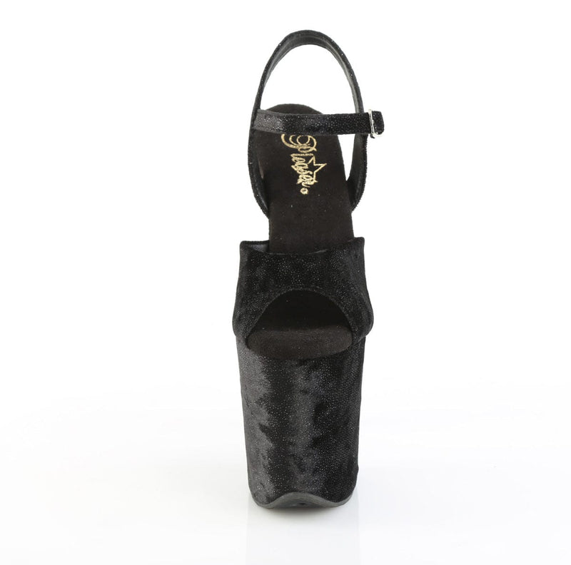 Pleaser FLAMINGO-809WR Platform Sandal (Black Shimmering Fabric/Black)