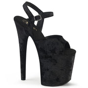 Pleaser FLAMINGO-809WR Platform Sandal (Black Shimmering Fabric/Black)
