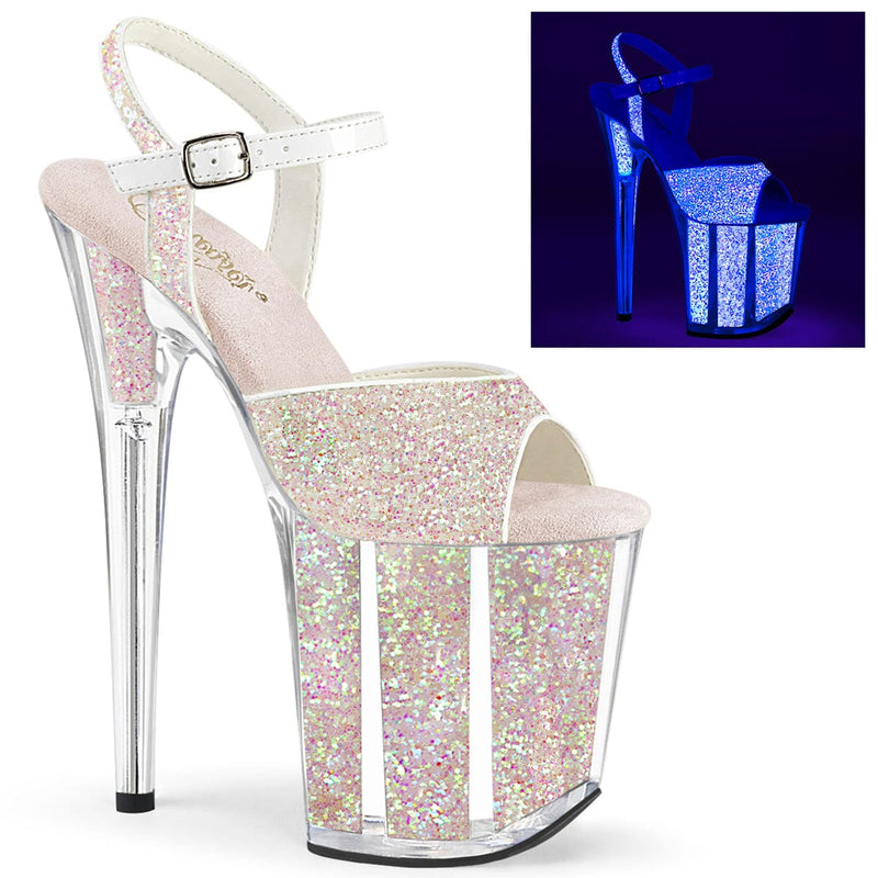 Pleaser FLAMINGO-810UVG Platform Sandal (Neon Opal Glitter/Neon Opal Glitter)