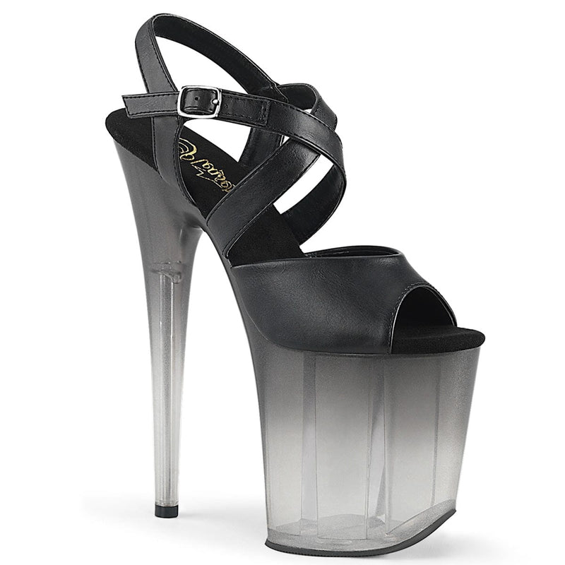 Pleaser FLAMINGO-822T Platform Sandal (Black Faux Leather/Faded Black)