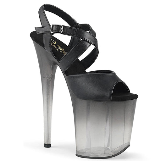 Pleaser FLAMINGO-822T Platform Sandal (Black Faux Leather/Faded Black)
